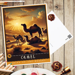 Camel   Cute Family Vintage Animal Postcard