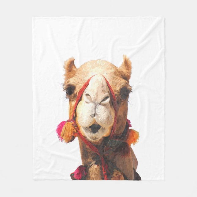 Camel desert animal portrait fleece blanket (Front)