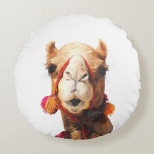 Camel desert animal portrait round pillow