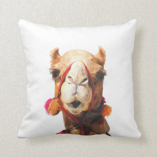 Camel desert animal portrait throw pillow