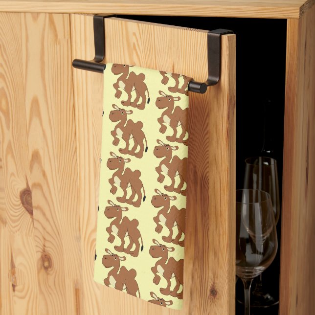 Camel Design Any Colour Background Kitchen Towel (Thirds Fold)