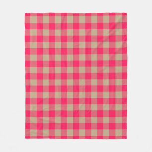 Camel Diva Pink Buffalo Check Gingham Pattern Fleece Blanket