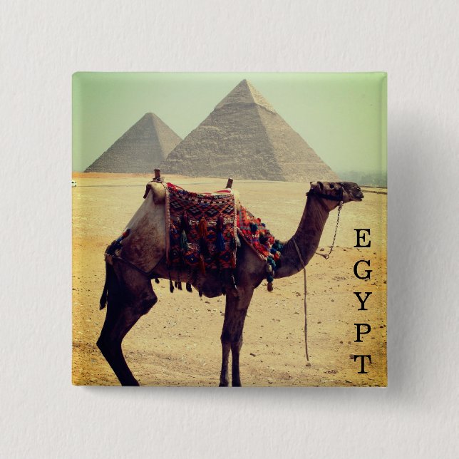 camel egypt pyramids 2 inch square button (Front)