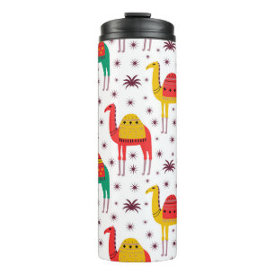 Camel flat colour, decorative pattern. thermal tumbler