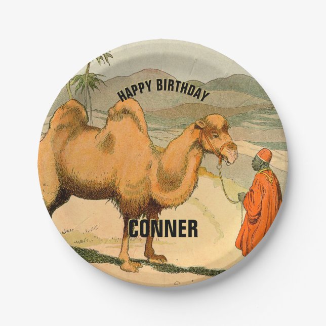 Camel Happy Birthday Party Paper Plate (Front)