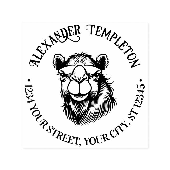 Camel Head Drawing Name Return Address Self-inking Stamp (Design)