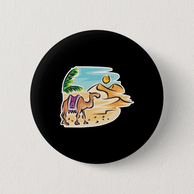 camel in desert scene 2 inch round button (Front)
