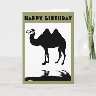 Camel in the Rain Happy Birthday Card