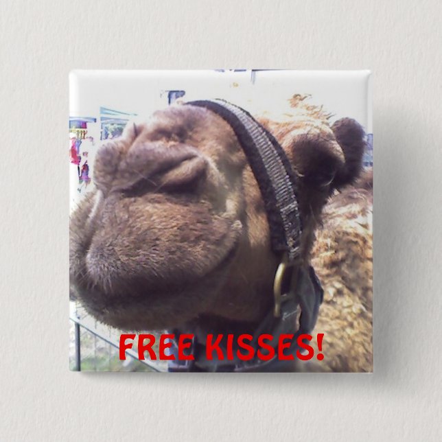 Camel Kisses 2 Inch Square Button (Front)