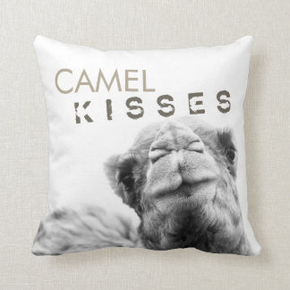 Camel Kisses Black and White Throw Pillow