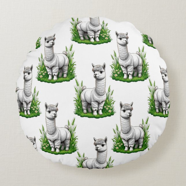 Camel llama Alpaca Pattern Design  Round Pillow (Front)