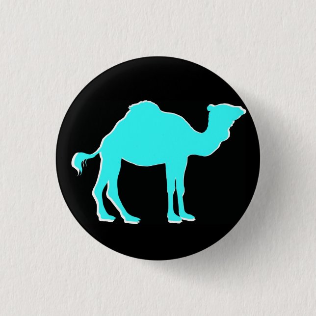 Camel Love: Hump Day Celebration Black & Teal 1 Inch Round Button (Front)