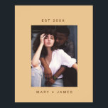 Camel Minimalist Custom Photo Text Poster<br><div class="desc">Camel Beige Minimalist Custom Photo Text Couple Poster featuring large white space frame, couple/newlyweds name and engagement year in a modern and simple sans serif font and a personalized photo. Create a perfect wedding, engagement and home warming party gifts for couple, newlyweds, bridal shower, use it as keepsake and savour...</div>