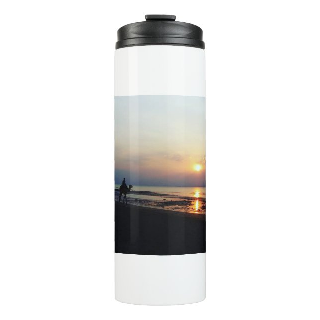 Camel on the beach at Sunset Thermal Tumbler (Front)