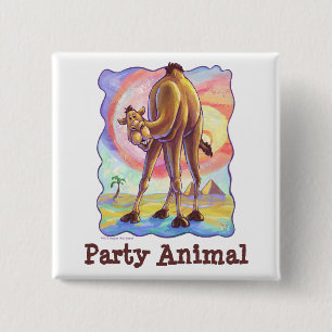 Camel Party Centre 2 Inch Square Button