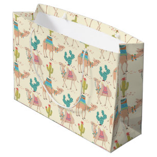 camel pattern, cactus pattern, desert print large gift bag