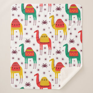 Camel pattern flat color design sherpa blanket