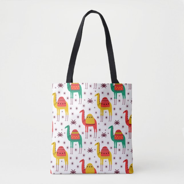 Camel pattern flat color design tote bag (Front)
