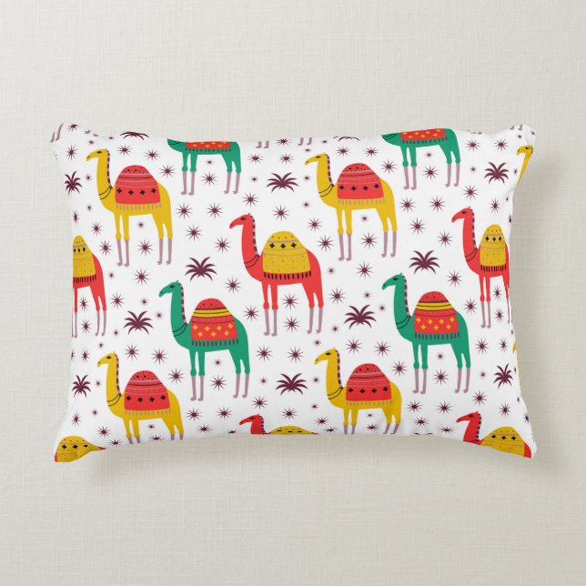 Camel pattern flat colour design accent pillow (Front)