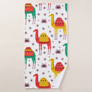 Camel pattern flat colour design bath towel