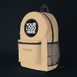 Camel | Personalized Corporate Logo and Text Printed Backpack<br><div class="desc">Camel | Personalized Corporate Logo and Text Modern Business Printed Backpack</div>