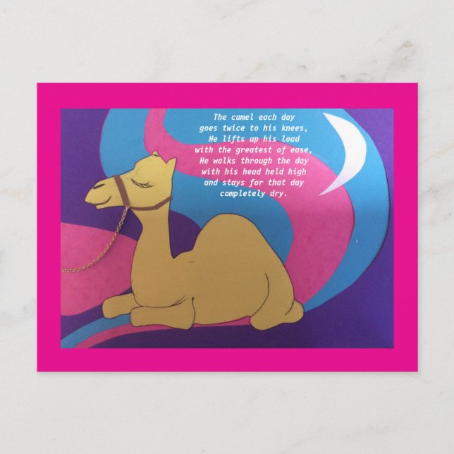 Camel poem greetings card. postcard (Front)