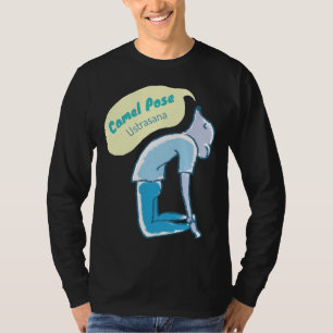 Camel Pose Yoga Mouse Aqua And Blue T-Shirt