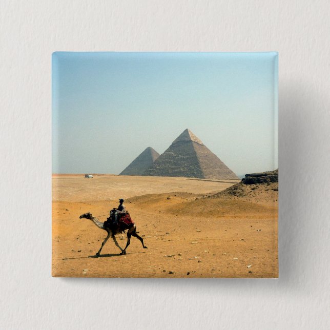 camel pyramid 2 inch square button (Front)