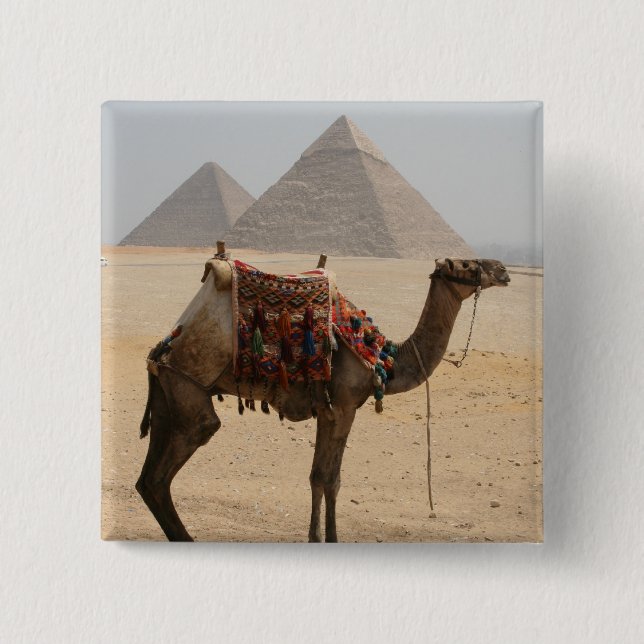 camel pyramids 2 inch square button (Front)
