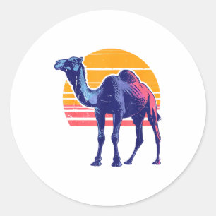 Camel Retro Vintage 80s Style Camel Desert Animals Classic Round Sticker