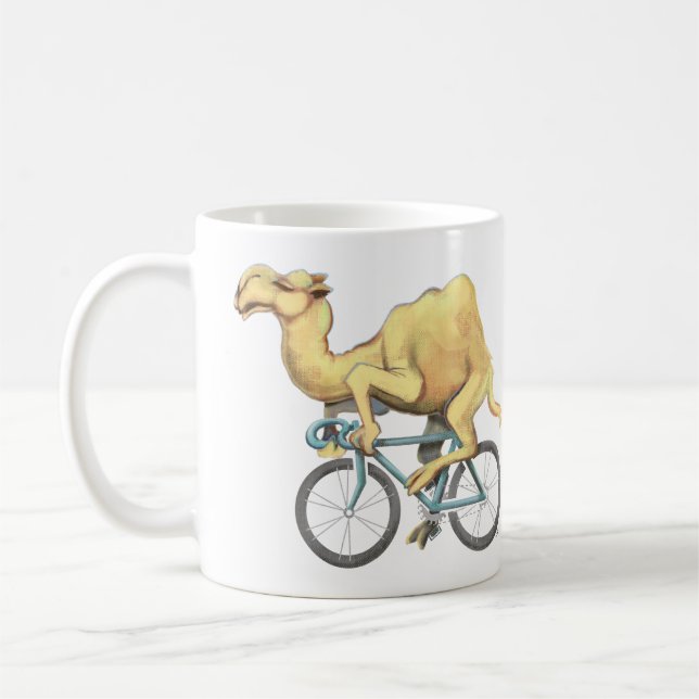 Camel Riding a Bicycle Coffee Mug (Left)