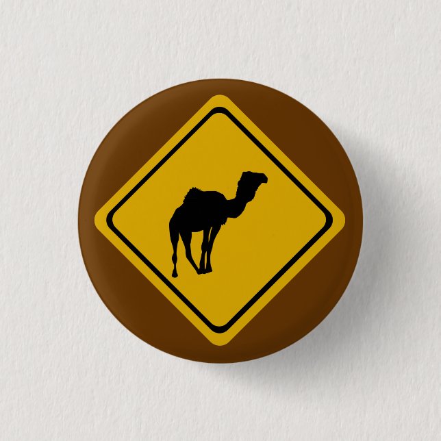 camel road sign 1 inch round button (Front)
