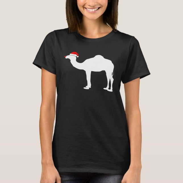 Camel   Santa Hat Christmas T-Shirt (Front)