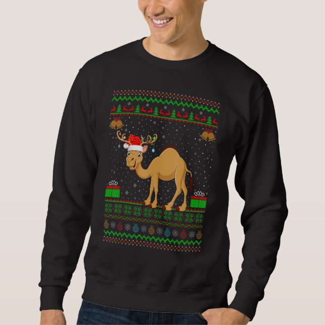Camel  Santa Hat Matching Ugly Camel Christmas Sweatshirt (Front)