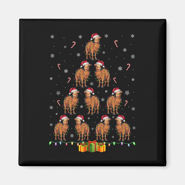 Camel Santa Hat Xmas Lights Men Women Christmas Tr Magnet (Front)