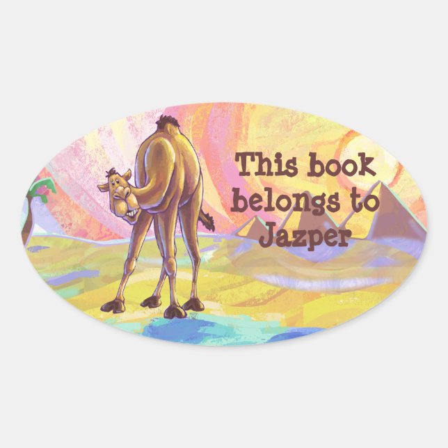 Camel Stationery Oval Sticker (Front)