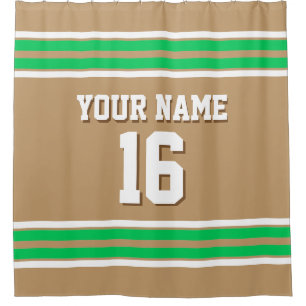 Camel Tan Emerald Green Wht Stripes Sports Jersey