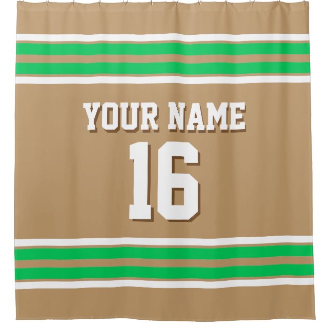 Camel Tan Emerald Green Wht Stripes Sports Jersey (Front)