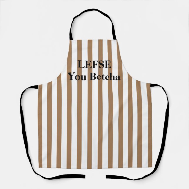Camel Tan Striped Lefse All-Over Print Apron (Front)