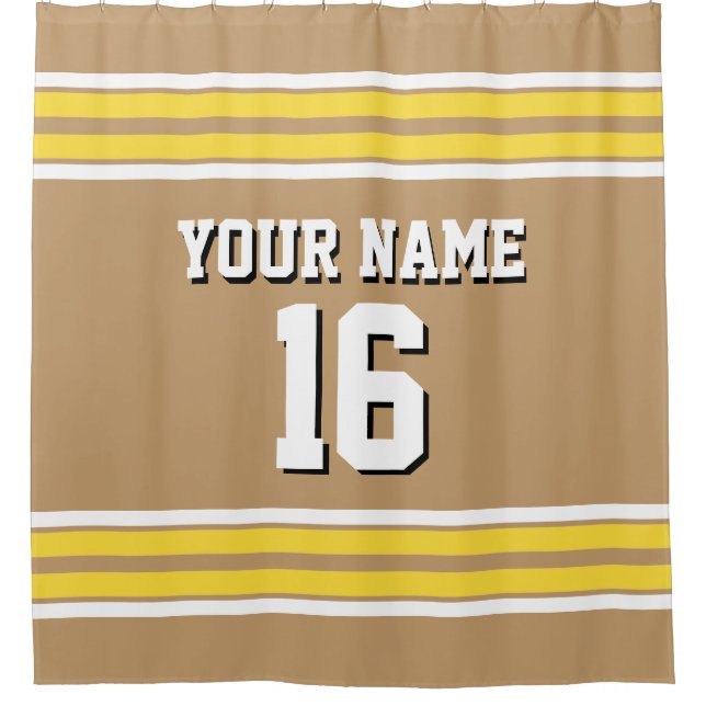 Camel Tan with Yellow White Stripes Sports Jersey (Front)