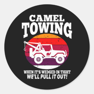 Camel Towing Fun Retro Camel Towing Fun Halloween Classic Round Sticker