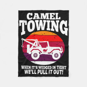 Camel Towing Fun Retro Camel Towing Fun Halloween Fleece Blanket