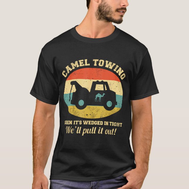 Camel Towing Retro Adult Humour Saying Funny Hallo T-Shirt (Front)