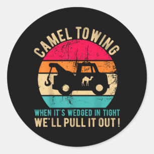 Camel Towing When Wedged In Tight Funny Halloween Classic Round Sticker