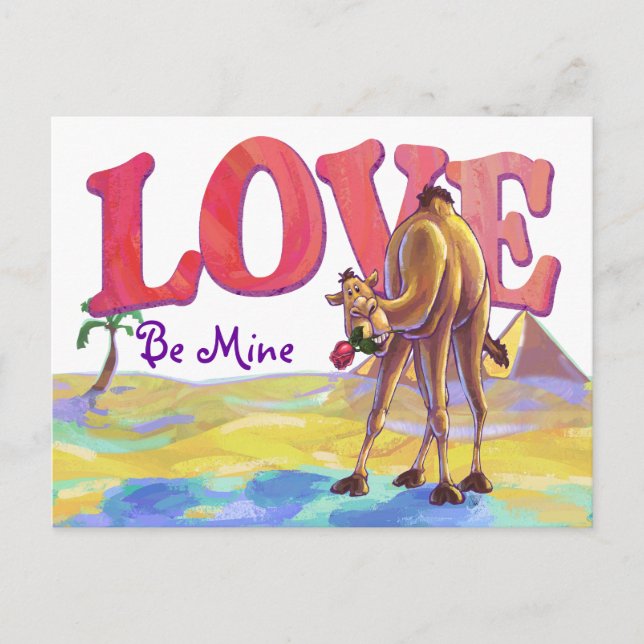 Camel Valentine's Day Holiday Postcard (Front)