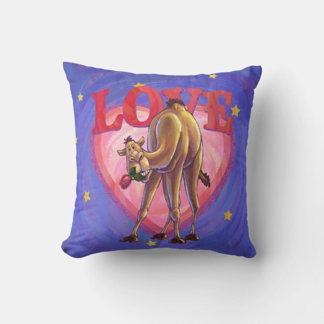 Camel Valentine's Day Throw Pillow (Front)