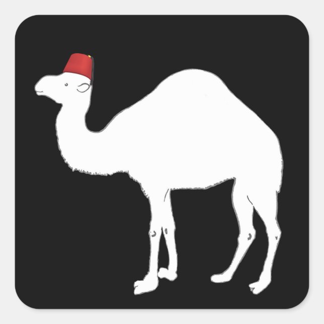 Camel Wearing A Fez Square Sticker (Front)