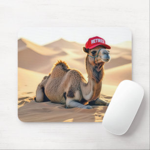 Camel Wearing a Red Retired Cap Mouse Pad