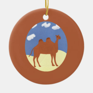 Camel Whimsical on Desert Dunes Ceramic Ornament