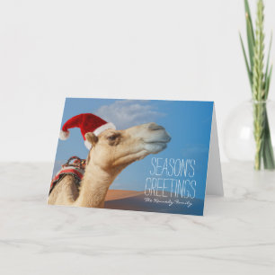camel with christmas hat holiday card